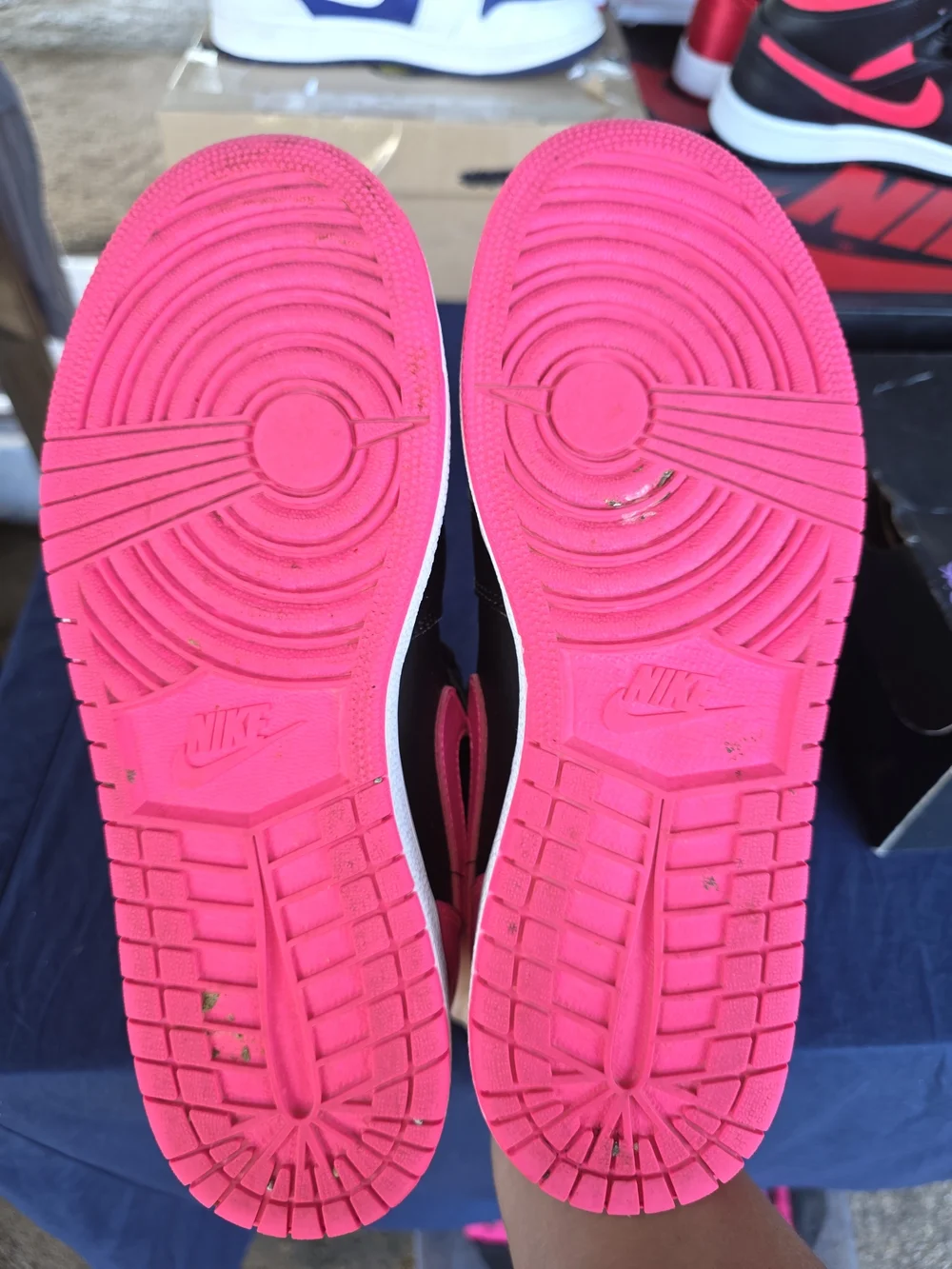 Jordan Women’s High-Top Sneakers in Black and Bright Pink